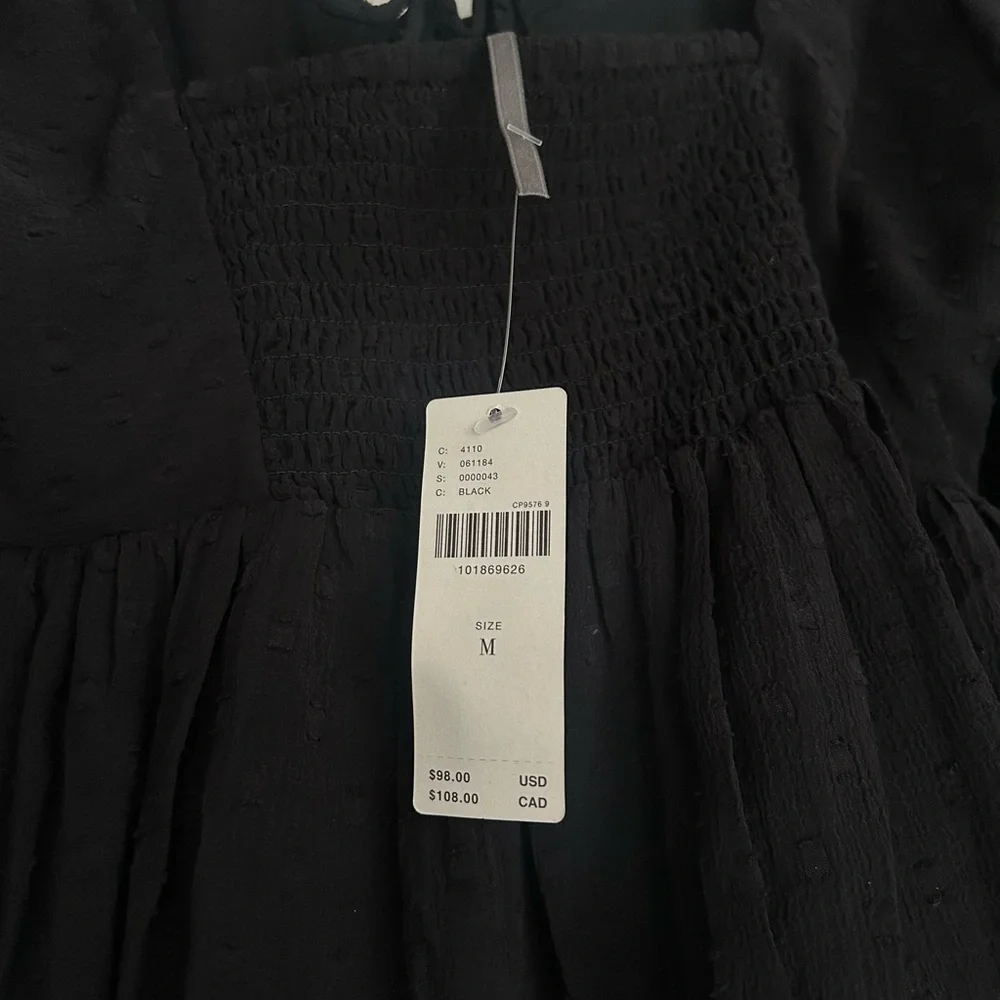 By Anthropologie Peplum Blouse Black V-Neck Top - Picture 8 of 8